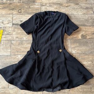 Louis Vuitton uniform Black Mini Dress with Gold Buttons
